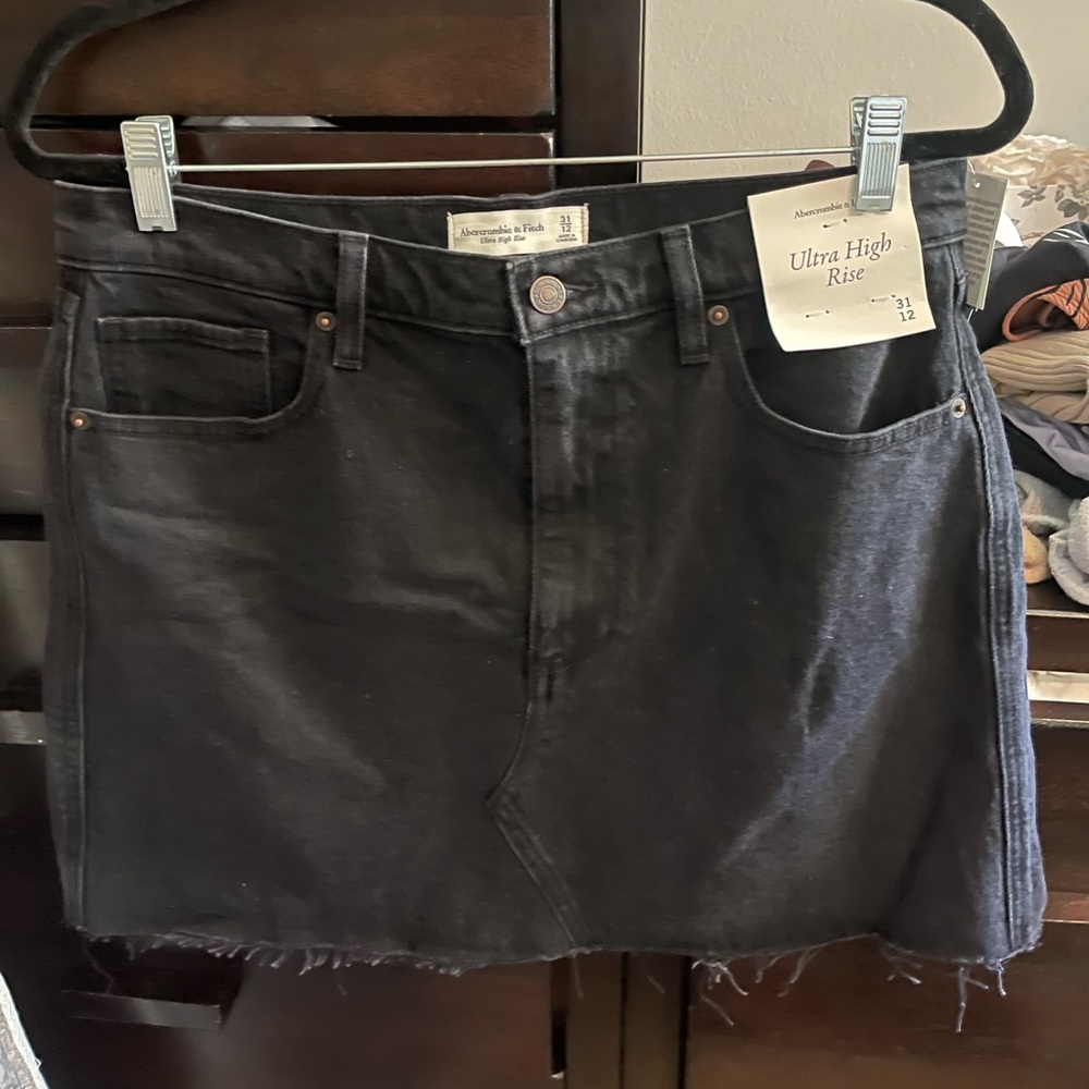 High rise denim mini skirt